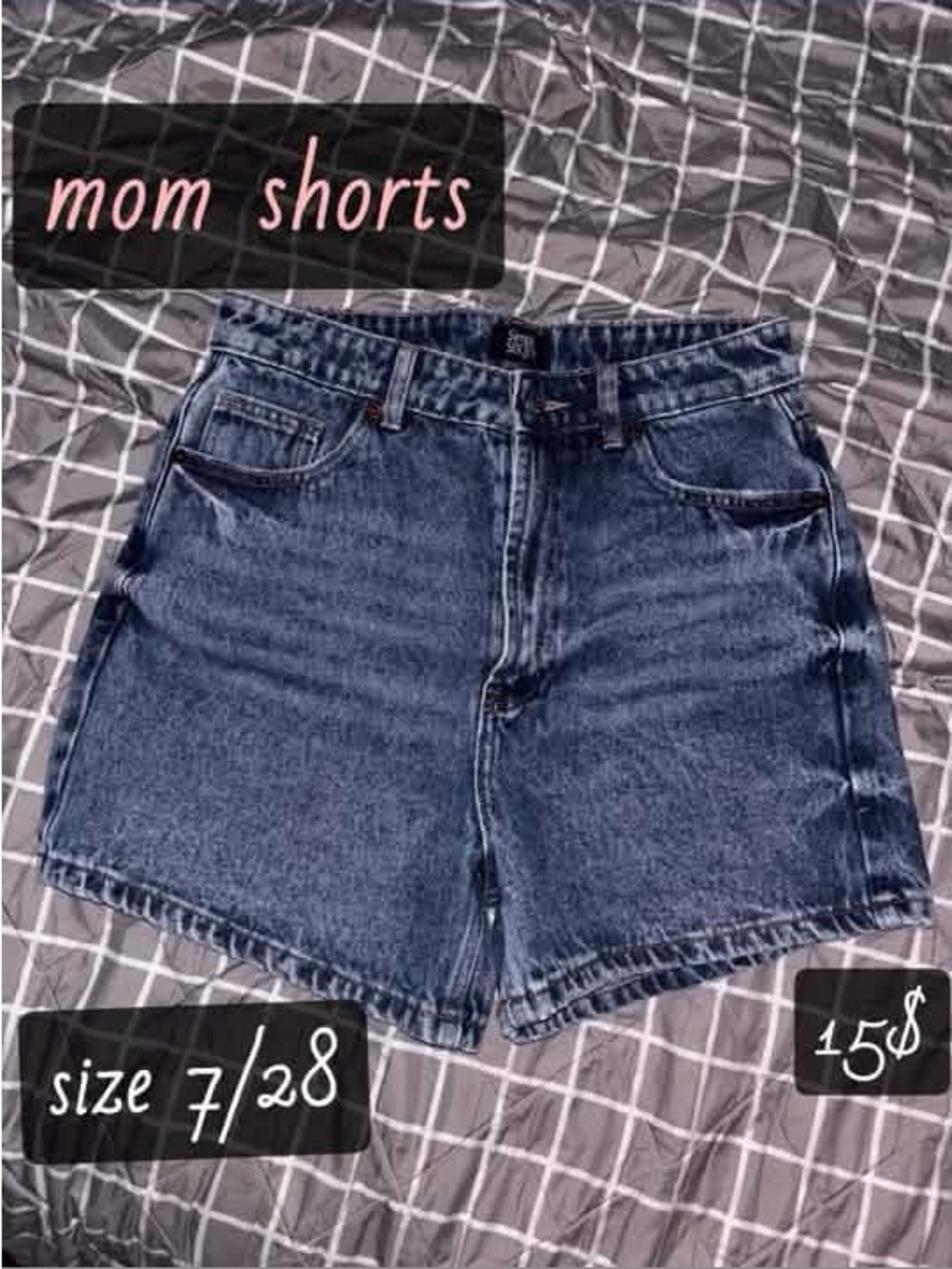 High-Rise Dark Blue Mom Jean Shorts